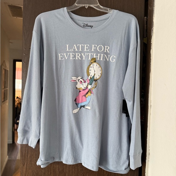 torrid Tops - Torrid Dusty Blue Long Sleeve Top with Disney’s white rabbit